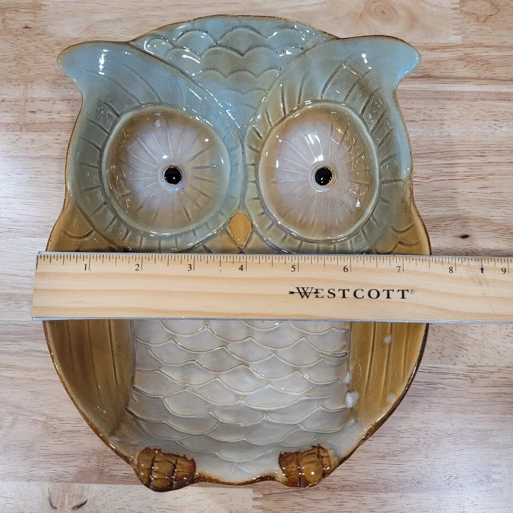 Owl Stoneware Serving Platter Microwave safe Cottagecore Country Decor
